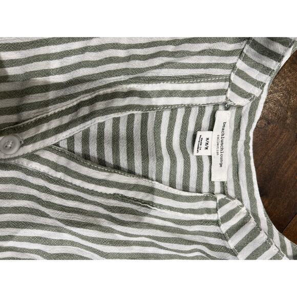 Beach Lunch Lounge Sleeveless Button Up Shirt Women's Blue Stripe Tunic Medium - Picture 5 of 7